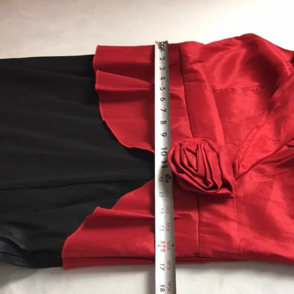 ❤️ Women’s Vintage MISS KIM Long Red & Black Formal Prom Sleeveless Dress Size? - Picture 9 of 11